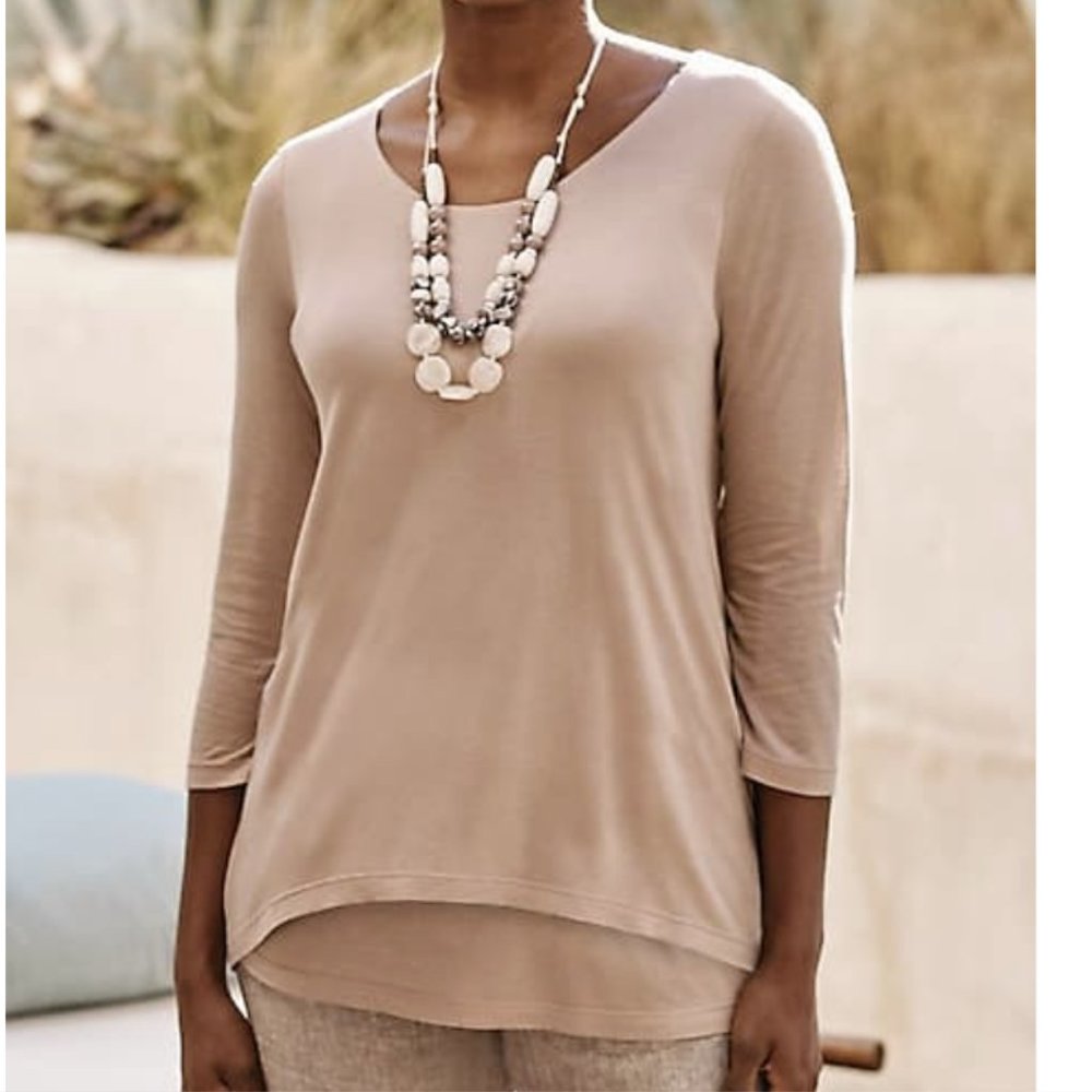 J Jill Pure Jill Supersoft 3/4-Sleeve Elliptical Tee XS